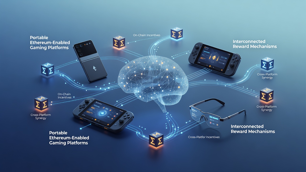 Darstellung vernetzter Belohnungspfade in Ethereum-Gaming-Apps mit Fokus auf mobile Integration und Ledger-Transparenz