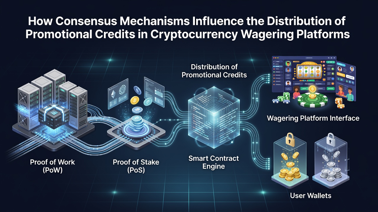 Darstellung von Blockchain-Konsensmechanismen und ihrer Rolle bei der Verteilung von Promo-Credits in Krypto-Wettplattformen